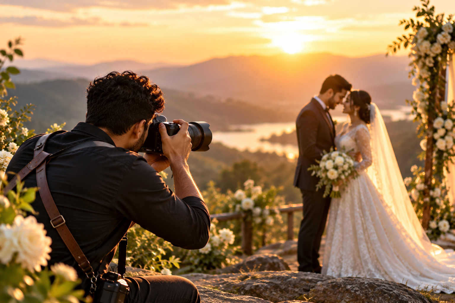 Home golden hour wedding photographer